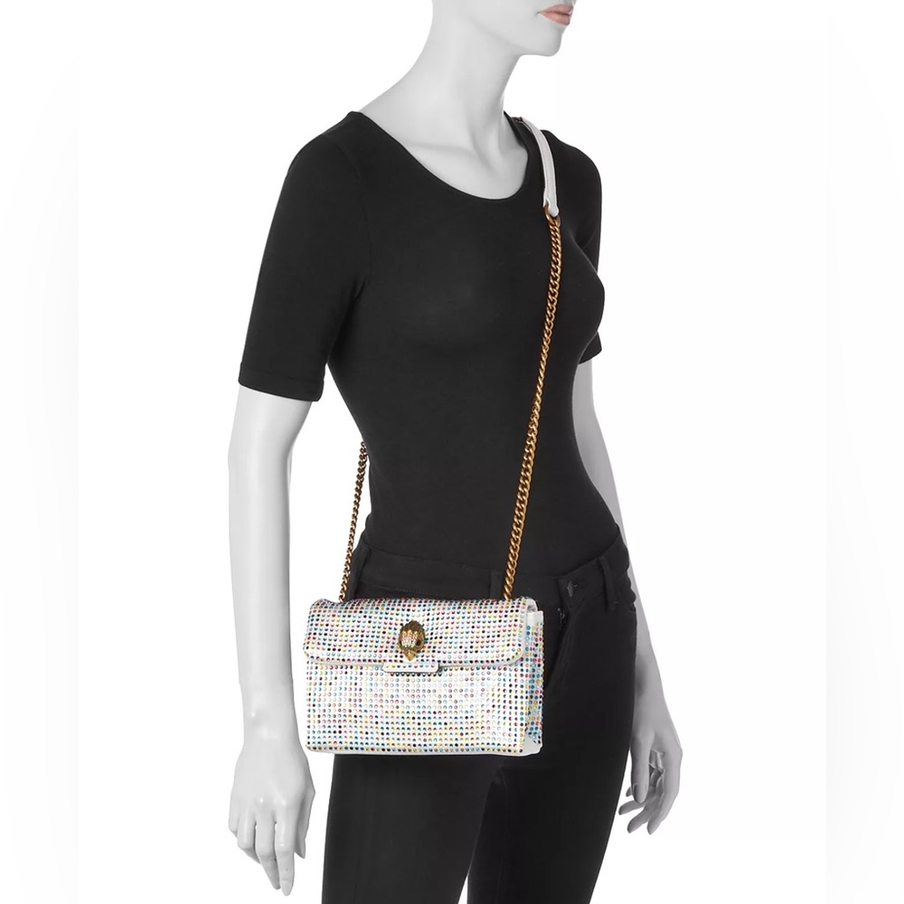 Kurt Geiger London Black Fabric Multicolor Rhinestone Medium Crossbody Bag - Picture 9 of 10
